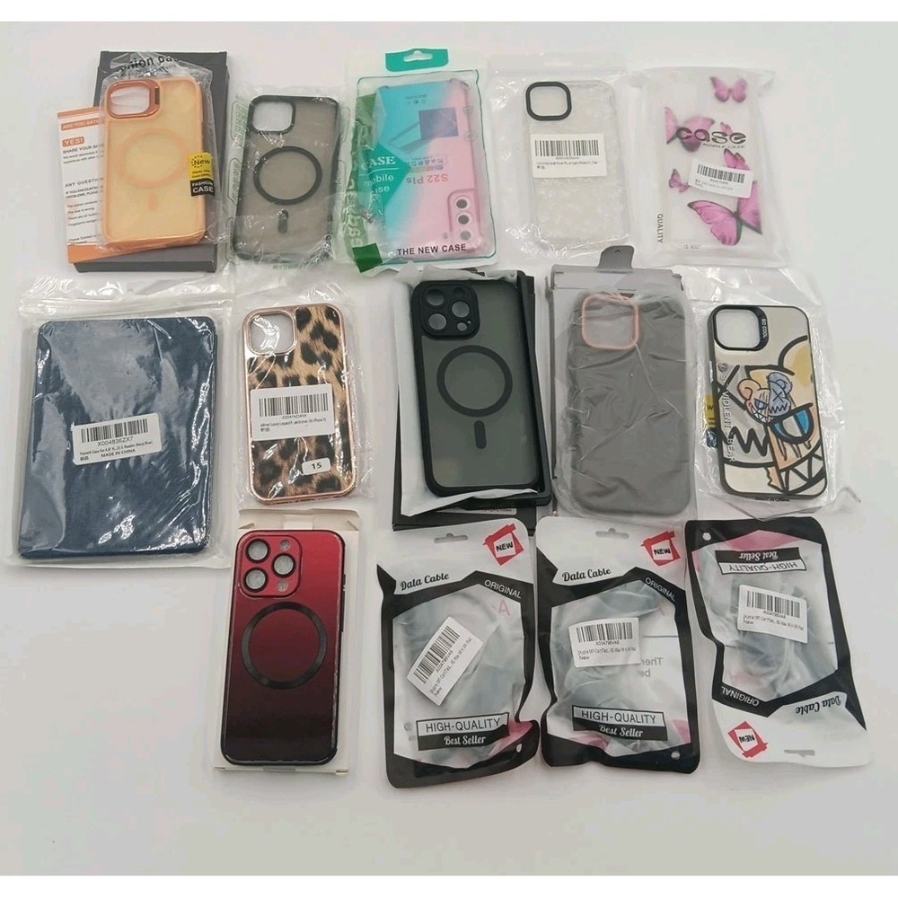 Assorted LOT of 10 Mixed Cell Phone Cases Mostly iphone & 6.8" Reader Pink Red